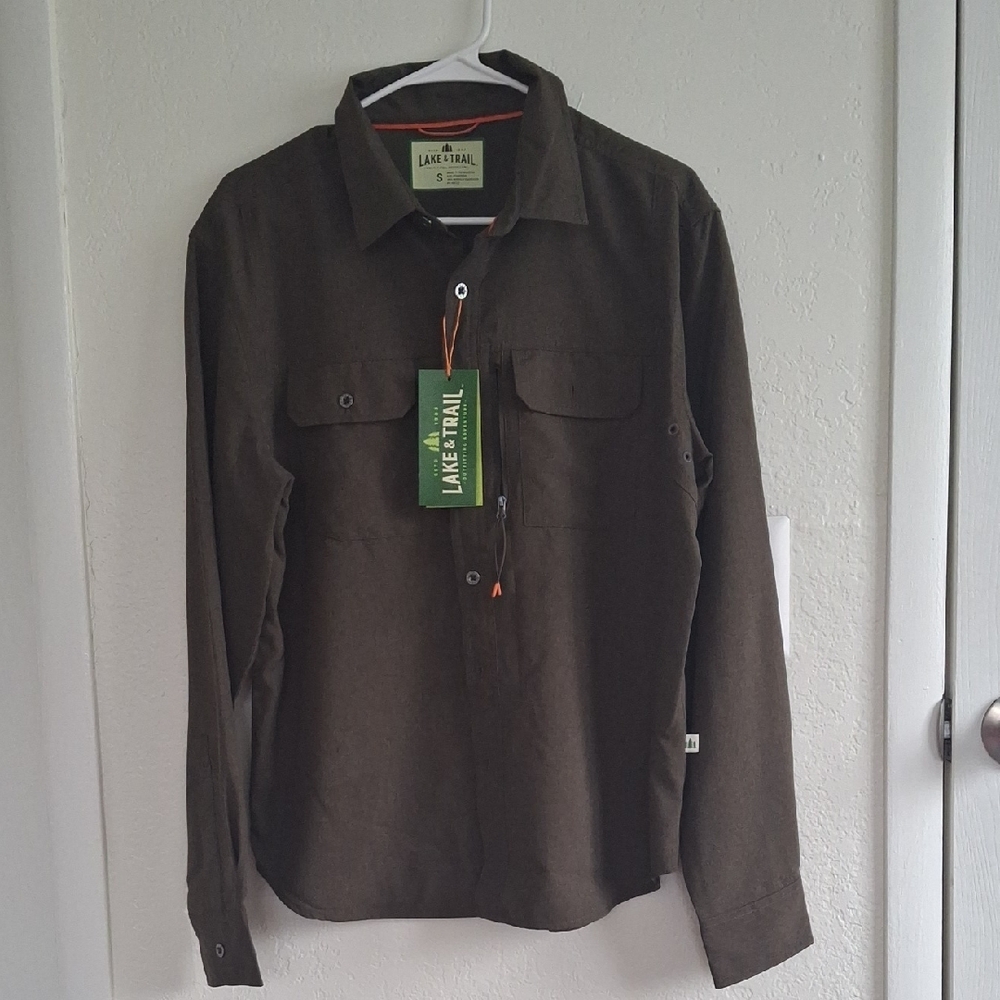 Lake & Trail Men's Casual Button Down Shirt - Brown